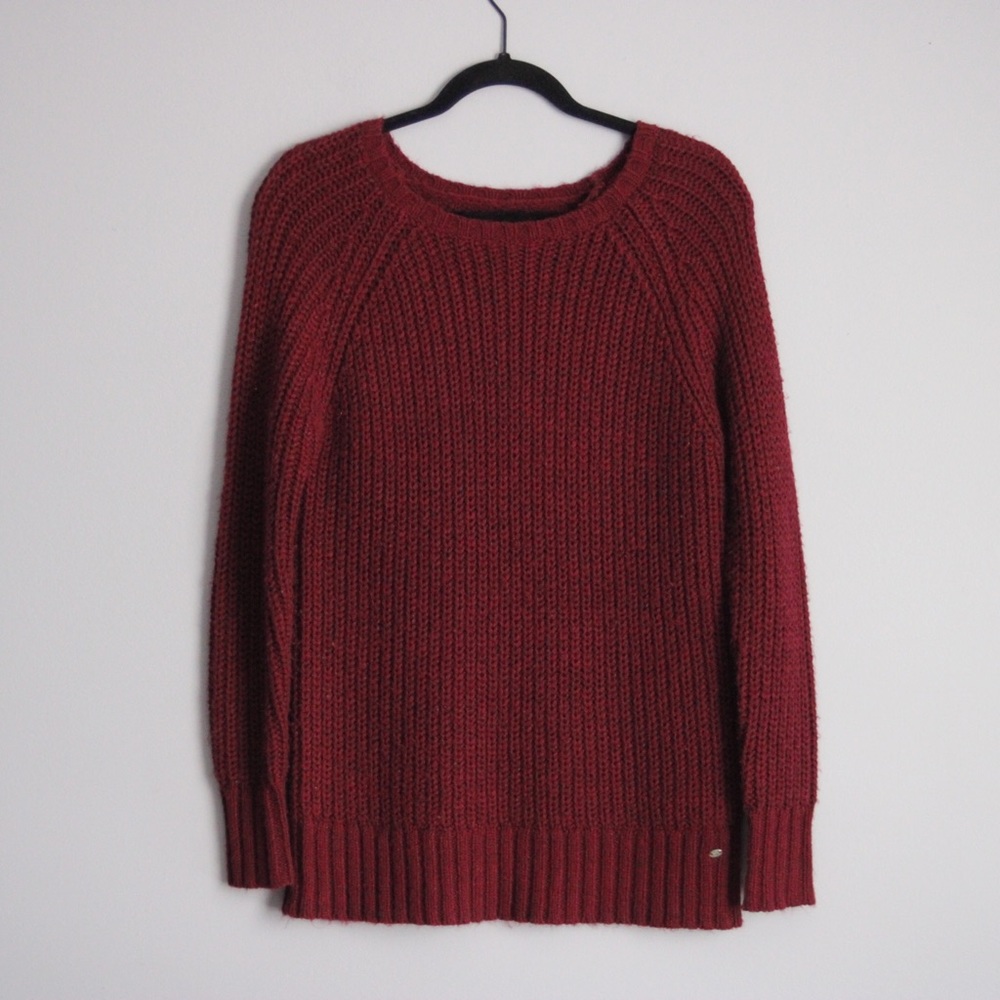 American Eagle Dark Red Knit Jegging Sweater - Picture 2 of 5
